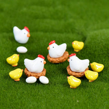 Load image into Gallery viewer, 10pcs Mini Resin Hen and Chick Figurines Cute Farm Animal Miniatures for Fairy Garden, Dollhouse, Terrarium & DIY Home Decorations