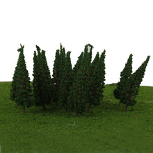 Load image into Gallery viewer, 50 pcs Miniature Dark Green Pagoda Trees 1:100 Models Railway Accessories Forest Fairy Garden Landscape Terrarium Diorama Craft Supplies