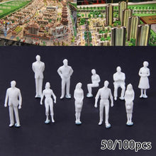 Load image into Gallery viewer, 50/100pcs 1:75 Unpainted Miniature People Figures for HO Diorama, Railway Layouts, Architectural Models, Sand Table Scene Crafts