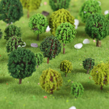 Load image into Gallery viewer, 24pcs Miniature Model Shrubs Trees 2.5-3.5cm for Diorama Scenery, Railroad Landscape, Craft Supplies