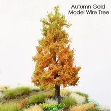 Load image into Gallery viewer, 10cm/ 15cm/ 23cm Miniature Autumn Gold Wire Tree Model for DIY Dioramas, Train Railway Layouts, Dollhouse Gardens & Landscape Projects