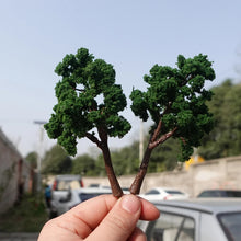 Load image into Gallery viewer, 2pcs HO Scale 1:87 Green Trees 110mm Tall with Pins, Model Train Scenery Trees for Dioramas, Railway Layout, Landscaping & Miniature Crafts