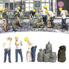 Load image into Gallery viewer, Miniature Carrier Worker Are Carrying Sack Scene 1:64 Handpaint Figure Models Toys Landscape Layout Scene Accessories Diorama Supplies