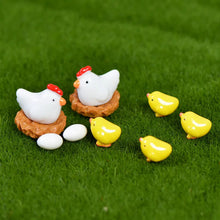 Load image into Gallery viewer, 10pcs Mini Resin Hen and Chick Figurines Cute Farm Animal Miniatures for Fairy Garden, Dollhouse, Terrarium & DIY Home Decorations