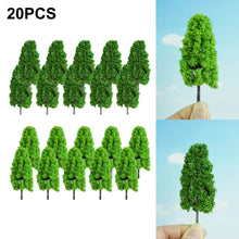 Load image into Gallery viewer, 20 pcs Miniature Green Tree Models 1:200 Scale Train Railway Layout Accessories DIY Landscape Dollhouse Terrarium Diorama Craft Supplies