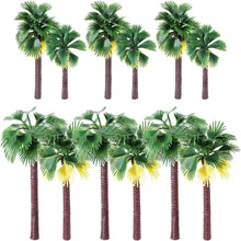 Load image into Gallery viewer, 12 pcs 8-16cm Mixed Miniature Coconut Palm Tree Models Train Railway Accessories Fairy Garden Landscape Terrarium Diorama Craft Supplies