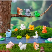 Load image into Gallery viewer, 17pcs Mini Animal Figurines Set, Cute Zoo Miniatures, Fairy Garden Accessories, Terrarium, Dollhouse, Plant Pot, DIY Craft Decoration