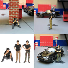 Load image into Gallery viewer, Miniature Black T-Shirt Man Car Repair People Figure 1:64 Model Sand Table Layout Building Street Landscape Accessories Diorama Supplies