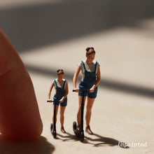 Load image into Gallery viewer, Miniature Scooter Girl People Unpainted Figure 1/87 1/64 Model Street Building Landscape Scenery Layout Accessories Diorama Supplies