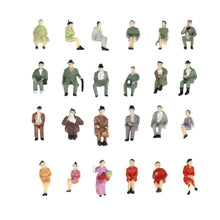 Load image into Gallery viewer, 24pcs HO Scale 1:87 Painted Seated Miniature People Figures for Model Train Layouts, Park and Street Scenes, Dioramas, Railway Accessories
