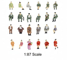 Load image into Gallery viewer, Miniature Seated People Figures HO Scale 1:87 for Model Railways, Dioramas, Architectural & Train Layout Supplies (24pcs)