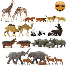 Load image into Gallery viewer, 24 pcs Miniature Different Wild Animal 1:87 Figures HO Scale Models Toys Landscape Garden Scenery Layout Scene Accessories Diorama Supplies