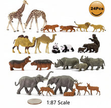 Load image into Gallery viewer, 24pcs Mixed Miniature Animal Figurines, 1:87 Scale, Scenery Craft Supplies