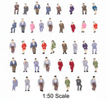 Load image into Gallery viewer, 50pcs Miniature Sitting People Figures 1:50 Scale for Model Diorama Railway Layouts