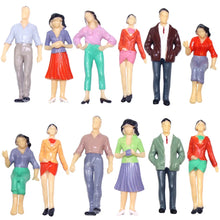 Load image into Gallery viewer, Miniature Standing & Seated People Figures 1:25 G Scale Model Passengers for Railway Layouts, Diorama Scenery (12pcs)