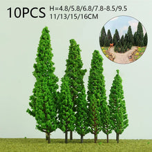 Load image into Gallery viewer, 10pcs Miniature Pine Trees – 1:100 Scale Model Train Layout, Fairy Garden