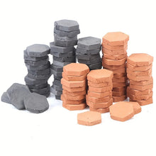 Load image into Gallery viewer, 50pcs Mini Hexagon Ceramic Bricks for Dollhouse, Diorama & Terrain Building Supply, Miniature Tiles