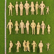 Load image into Gallery viewer, 24pcs Unpainted Miniature People Figures 1:25 Scale Model Railway Scenery Supplies