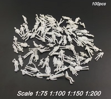Load image into Gallery viewer, 100 pcs Unpainted Miniature People Figure Model (1/75–1/200 Scale) For DIY Sand Table Diorama Train Railway Scene Layout Craft Supplies