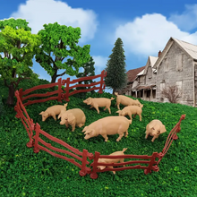 Load image into Gallery viewer, 15pcs Mini Pig Figurines 1:25 Scale - Miniature Farm Animal Figures, Diorama Craft Supplies