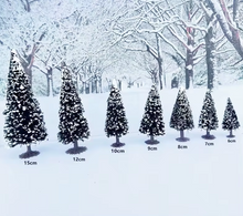 Load image into Gallery viewer, 2pcs 6-15cm Miniature Coniferous Pine Model Trees with Base for Winter Landscape, Train Railway Layouts, Dioramas, Scenery Crafts
