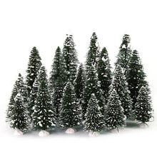 Load image into Gallery viewer, 20 pcs Miniature Snowy Pine Tree Model with Base HO TT N Z Scale Train Railway Scene Accessories Terrarium Christmas Diorama Craft Supplies