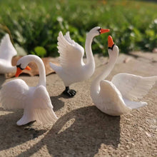 Load image into Gallery viewer, 5pcs Mini White Goose Swan Figurines, Resin Animal Miniatures for Fairy Garden, Dollhouse, Terrarium, Bonsai Decor & DIY Craft Supplies