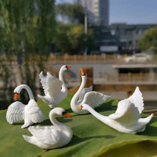 Load image into Gallery viewer, 5pcs Mini White Goose Swan Figurines, Resin Animal Miniatures for Fairy Garden, Dollhouse, Terrarium, Bonsai Decor & DIY Craft Supplies