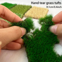 Load image into Gallery viewer, Miniature Static Grass Tufts 10mm, Hand-Tear Mat, Model Railroad Scenery, Diorama, Fairy Garden Supply