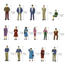 Load image into Gallery viewer, 50pcs 1:50 O Scale Miniature Office People Model Train Painted Figures, Standing & Seated Passengers for Railway Layouts, Dioramas