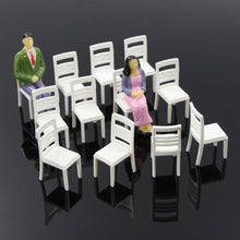 Load image into Gallery viewer, 12pcs 1:25 G Scale Miniature Unpainted White Chairs Model Furniture for Railway Diorama Scene Layout DIY Craft