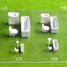 Load image into Gallery viewer, Miniature Bathroom Set, Plastic Toilet Sink Bathtub, 1:25-75 Scale, Diorama Supplies