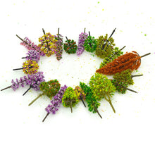 Load image into Gallery viewer, 30 pcs Mixed Miniature Colorful Tree Model HO Scale Sand Table Train Railway Scene Fairy Garden Landscape Terrarium Diorama Craft Supplies