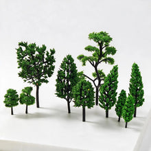 Load image into Gallery viewer, 50pcs Mixed Miniature Green Trees for Dioramas, Model Railway Scenery and Landscape Layouts
