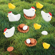 Load image into Gallery viewer, 28pcs Mini Chick Hen Family Resin Figurines with Eggs and Nests, Farm Animal Miniatures for Fairy Garden, Easter, Terrarium & DIY Crafts