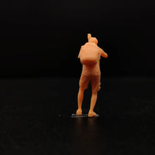 Load image into Gallery viewer, Backpacker taking photos Miniature Unpainted Figure 1/64 1/50 1/43 1/35 1/24 1/18 Scale Model Scene Layout Accessories Diorama Supplies