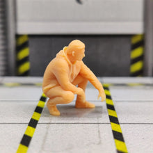 Load image into Gallery viewer, Man in Hoodie Squatting Miniature Unpainted Figure 1/64 1/50 1/43 1/35 1/24 1/18 Scale Model Scene Layout Accessories Diorama Supplies