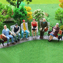 Load image into Gallery viewer, 6pcs Miniature Seated People Figures 1:25 Scale for DIY Diorama & Model Train Scenery