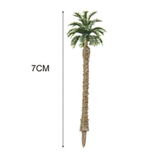 Load image into Gallery viewer, 50 pcs 7cm Miniature Coconut Palm Tree Models N HO Scale Railway Layout Accessories DIY Landscape Dollhouse Terrarium Diorama Craft Supplies
