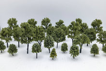 Load image into Gallery viewer, Miniature Army Green Model Trees 3–12cm for Diorama, Railway Layout, Sand Table & Craft Supplies (100pcs)