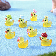 Load image into Gallery viewer, 30pcs Mixed Luminous Mini Yellow Ducks, Glow-in-the-Dark Resin Duck Figurines, Fairy Garden Miniatures, DIY Aquarium, Dollhouse Decor