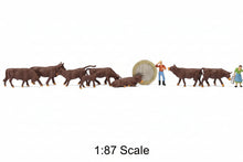 Load image into Gallery viewer, 36pcs Miniature Brown Cow Figures, HO Scale 1:87 Animals, Model Train Diorama Supplies