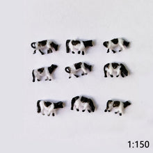 Load image into Gallery viewer, 10pcs Miniature Dairy Cow Figures, N Scale 1:150 Farm Animals, Diorama Scenery Supplies