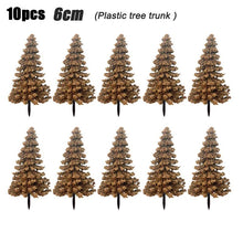 Load image into Gallery viewer, 10pcs Miniature Pine Trees 4-12cm, HO OO Scale for Model Train Scenery, Diorama Projects.