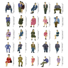 Load image into Gallery viewer, 50pcs Miniature People Seated Passenger Figures 1:43 Scale for Model Railway Diorama Layout