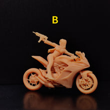 Load image into Gallery viewer, Motorcycle Biker Girl Shooting Miniature Unpainted Figure 1/64 1/43 Scale Model Street Building Scene Layout Accessories Diorama Supplies