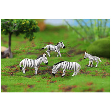 Load image into Gallery viewer, 6 pcs Miniature Zebra Wild Animal Figure Models Toys Landscape Garden Scenery Layout Scene Accessories Diorama Supplies