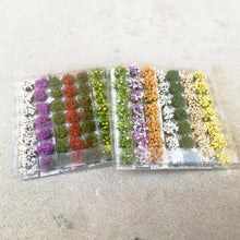 Load image into Gallery viewer, 98pcs Miniature Flower Grass Tufts Mixed Colors 8mm Model Diorama Scenery Railway Wargame Terrain DIY Landscape Supply