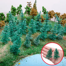 Load image into Gallery viewer, Miniature Pine Trees Set 6/8/11cm Model HO Scale Train Scenery, Diorama Landscape Supplies (30pcs)