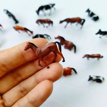 Load image into Gallery viewer, 10pcs Miniature Horses HO Scale 1:87 Farm Animals Diorama Supplies Model Train Layouts